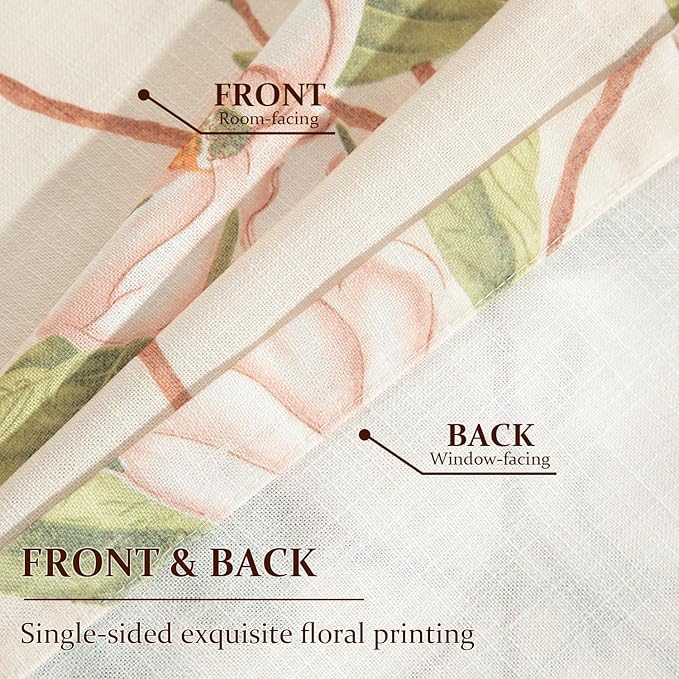 Leeva Pink Floral Printing Kitchen Curtain Valances, Rod Pocket Light Filtering - Image 5