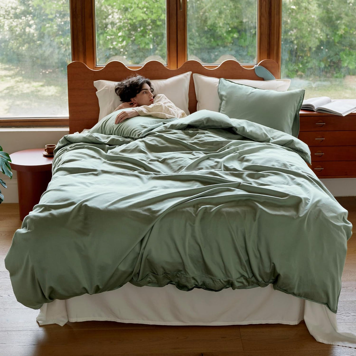 double stitch cotton tencel duvet cover - king on a desk or shelf