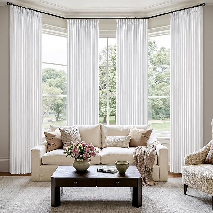 MIULEE Pinch Pleated Thick Linen Curtains 84 Inch 4 Panels Set Back Tab Memory - Image 2