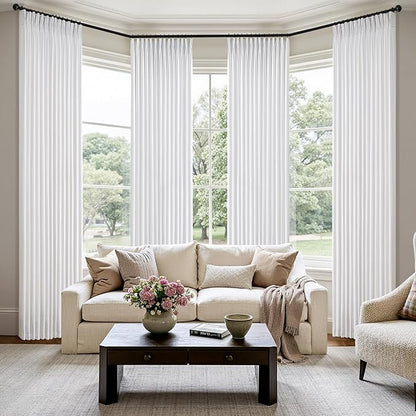 MIULEE Pinch Pleated Thick Linen Curtains 84 Inch 4 Panels Set Back Tab Memory - Image 2