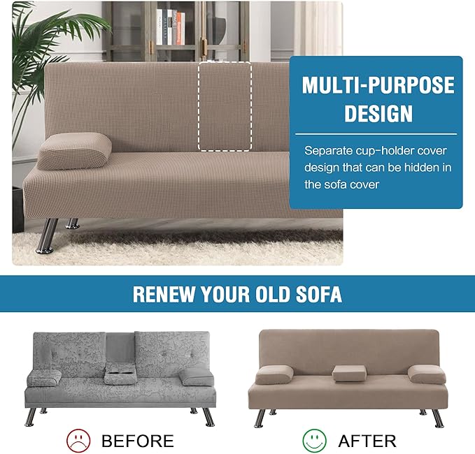 H.VERSAILTEX 4 Pieces Stretch Futon Covers Sofa Bed Slipcover - Image 5