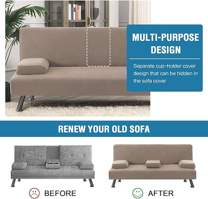 H.VERSAILTEX 4 Pieces Stretch Futon Covers Sofa Bed Slipcover - Image 5