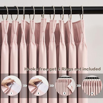 KEQIAOSUOCAI Pinch Pleated Pink Blackout Curtains Short 2 Panels Set 45 Inch - Image 2