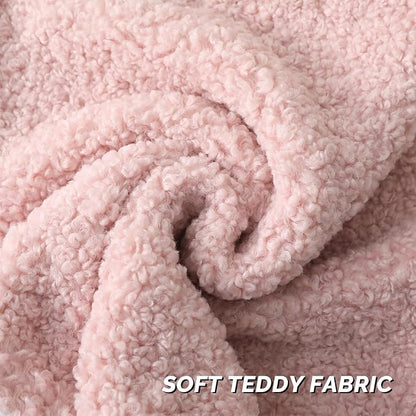 FUTEI Pink Throw Pillow Covers 18x18 Inch Set of 2, Furry Faux Fur Teddy Boucle - Image 2