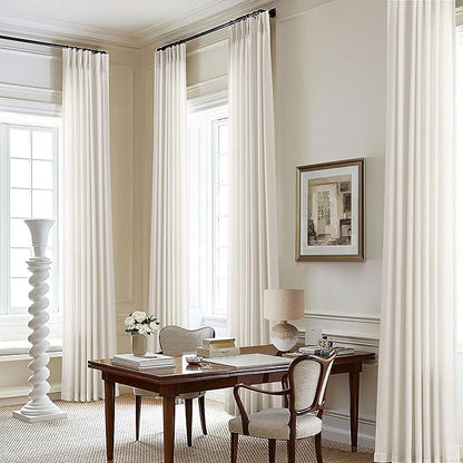 105 Inch Extra Long Curtains Boho Cream Semi Sheer Light Filtering Curtain by DUKIYO