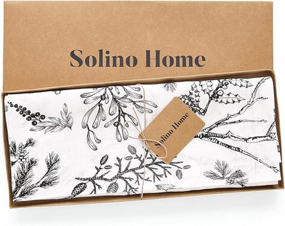 Solino Home 100% Pure Linen Christmas Table Runner 90 Inch Long - Image 5