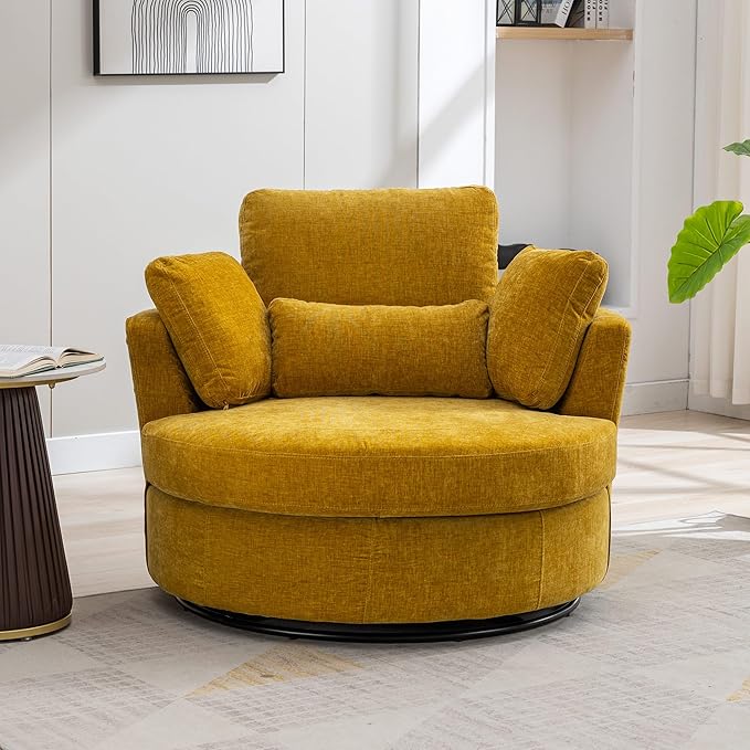 Aoiy & Wifon 42" W Oversized Swivel Accent Chair, Upholstered Round Barrel Chair - Image 6
