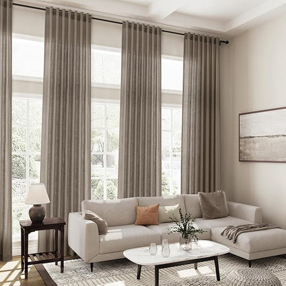 Dark Taupe Linen Curtains 120 Inch Extra Long - Image 8