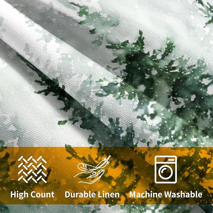 Winter Forest Pillow Covers 18x18 Inch 2Pcs Watercolor Green Misty Pine Tree - Image 4