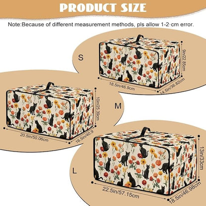 Black Cat Rose Daisy Floral Print Microwave Oven Cover - Image 7