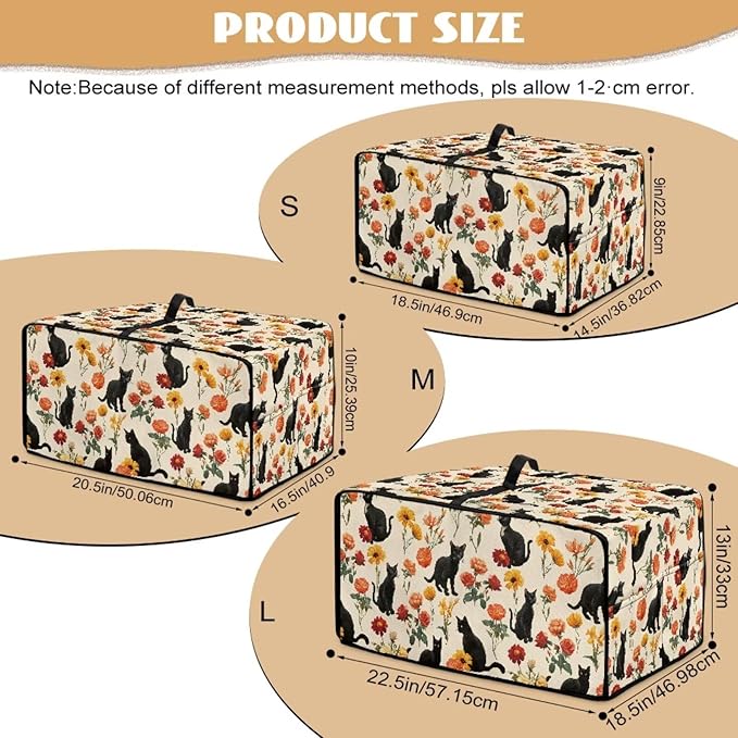 Black Cat Rose Daisy Floral Print Microwave Oven Cover - Image 7