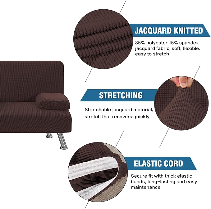 H.VERSAILTEX 4 Pieces Stretch Futon Covers Sofa Bed Slipcover - Image 4