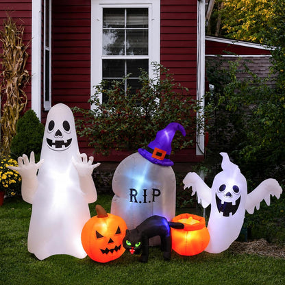 MGparty 8FT Halloween Inflatable Ghost Cat Pumpkin