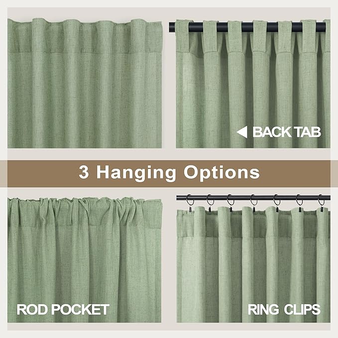 Pitalk Sage Green Curtains 102 Inches Long - Image 5