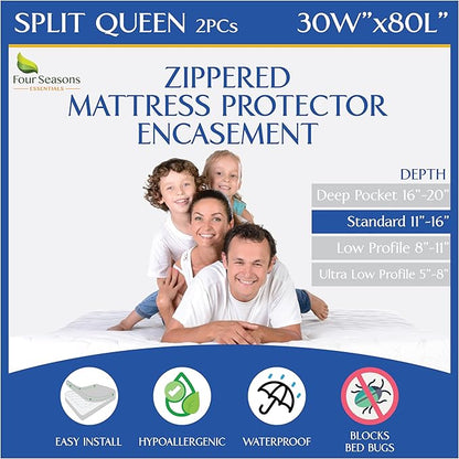 Split Queen Mattress Encasement 30" x 80" by FourSeasonsEssentials