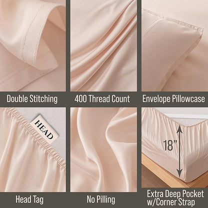 Bella Coterie Luxury Bamboo Viscose 34” Split Top King Size Sheet Set | 1 - Image 4