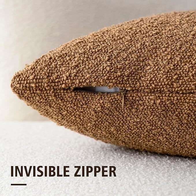 Foindtower Textured Boucle Throw Pillow Covers Accent Solid Pillow Cases Cozy - Image 3