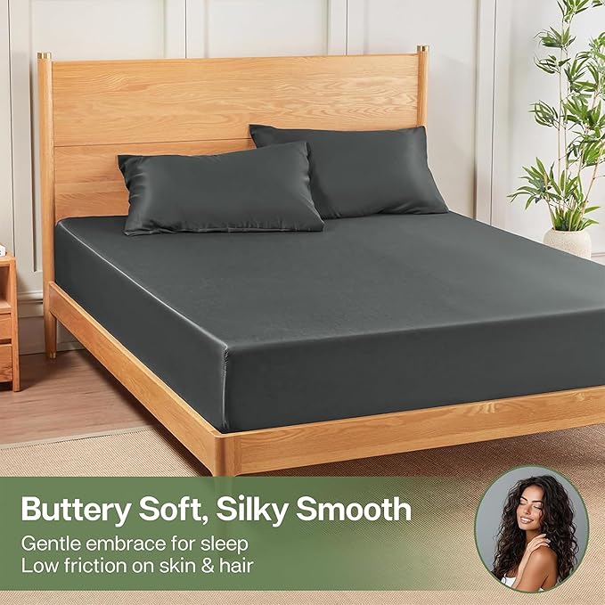 MR&HM Fitted Sheet & Pillowcase Set Queen, 3-Piece Blend Rayon Derived from - Image 4