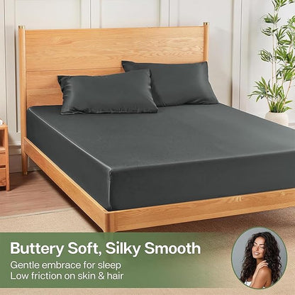 MR&HM Fitted Sheet & Pillowcase Set Queen, 3-Piece Blend Rayon Derived from - Image 4
