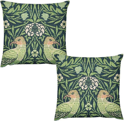 William Morris Floral Original Throw Pillow Covers Boho Chic Retro Floral Bird by XBDDZSW