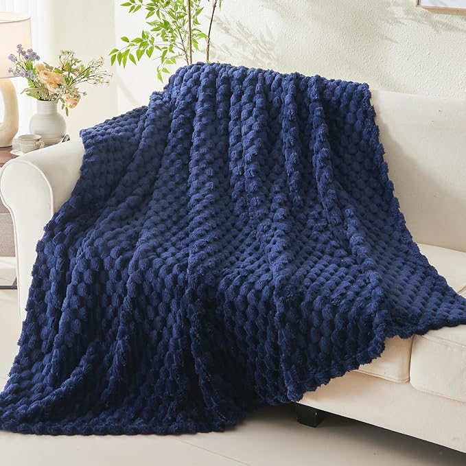 NEWCOSPLAY Super Soft Twin Blanket Dark Navy Premium Silky Flannel Fleece 3D - Image 3