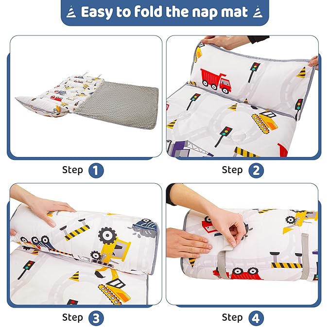 Viviland Toddler Kid Nap Mat for Preschool, Boys Car Truck Slumber Bag - Image 5