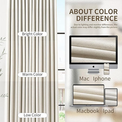100% Light Blocking Pinch Pleat Linen Curtains 84 Inch Length 2 Panels Set - Image 7