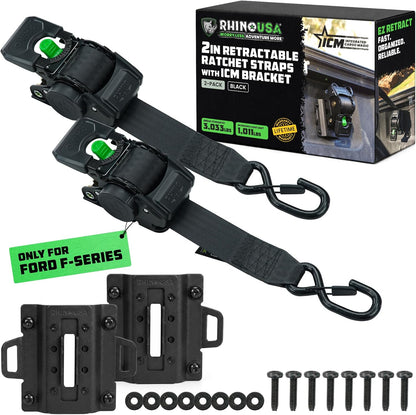 rhino usa bed-mounted retractable ratchet straps - for, main product view