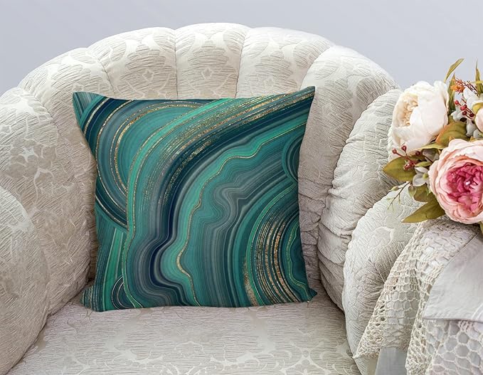 TSSOHU Throw Pillow Cover 18x18 Inch Luxury Green Marble Home Decor Pillowcas - Image 2