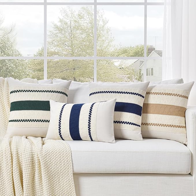 Fancy Homi Set of 2 Navy Blue Decorative Throw Pillow Covers 16x16 Inch - Image 7