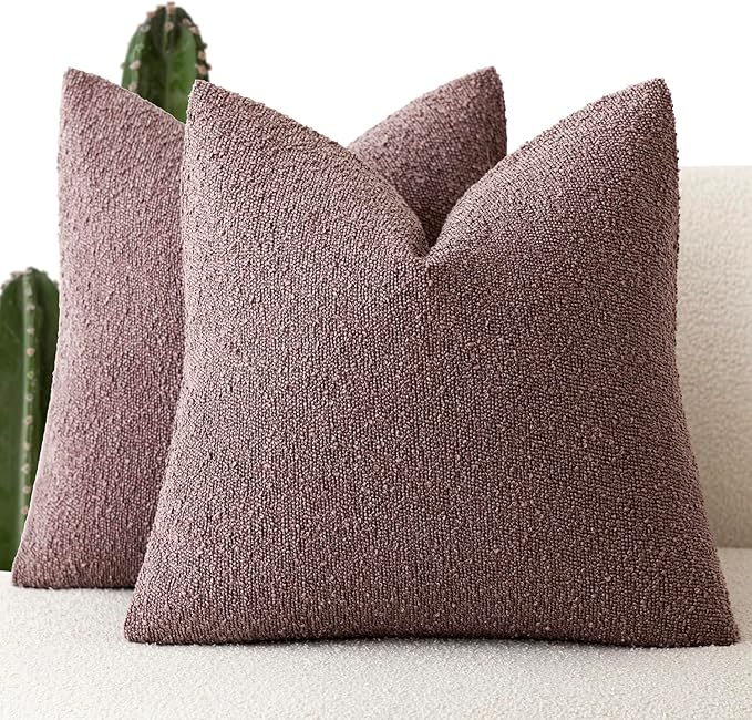 Foindtower Pack of 2 Textured Boucle Throw Pillow Covers Accent Solid Pillow by Foindtower