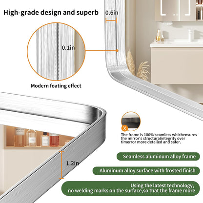 16" x 20" brushed nickel bathroom mirrors for shown in use