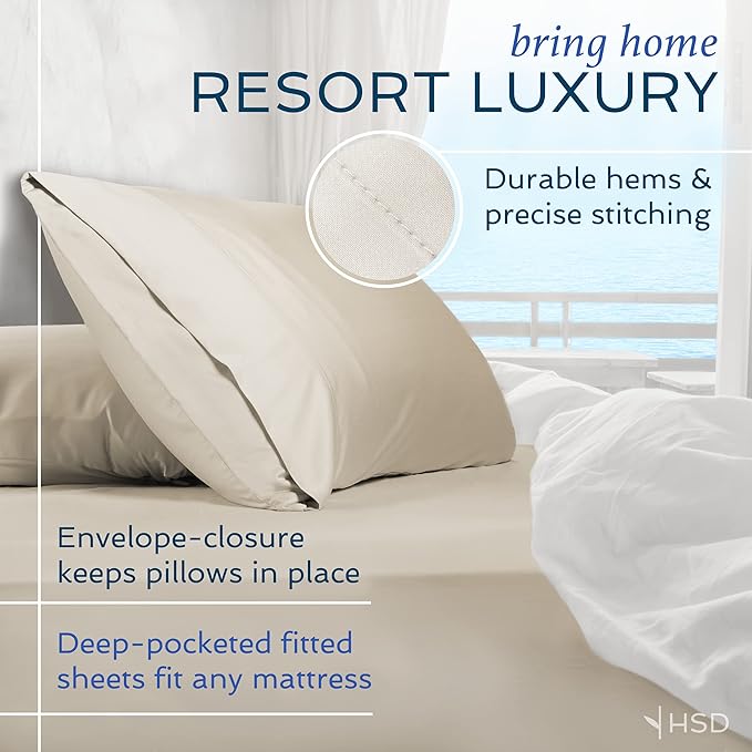 Hotel Sheets Direct 3 Piece Bed Sheet Set Twin XL Size, 100% Viscose Derived - Image 4