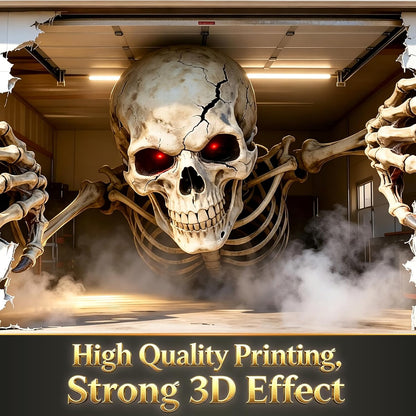 Halloween Garage Door Cover 16x7 FT, Realistic Garage Scene Design