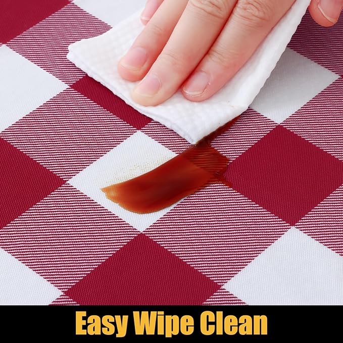 Smiry Rectangle Picnic Table Cloth, Elastic Waterproof Fitted Vinyl Tablecloths - Image 4