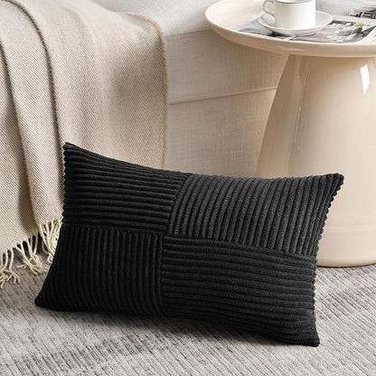 Fancy Homi 2 Packs Black Lumbar Decorative Throw Pillow Covers 20x28 Inch - Image 2