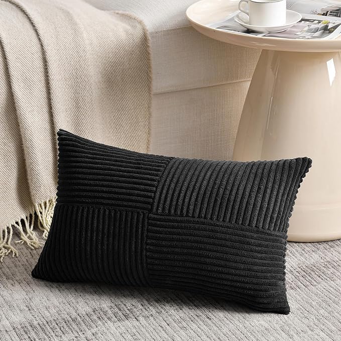 Fancy Homi 2 Packs Black Lumbar Decorative Throw Pillow Covers 14x22 Inch - Image 2