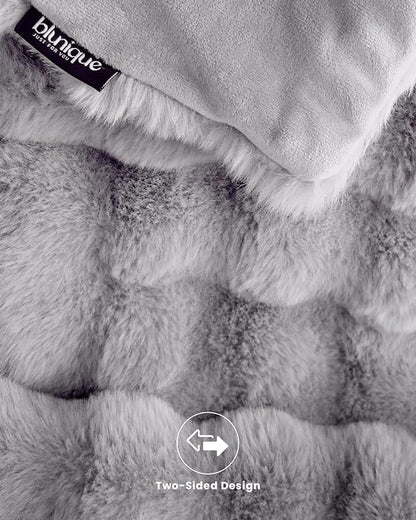 Ultra Soft Cozy Faux Fur Throw Blanket, Fuzzy Plush Thick Bubble Blanket - Image 8