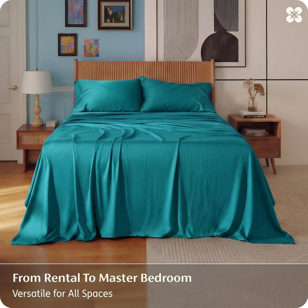Bedsure PureWoven 100% Rayon Derived from Bamboo, Queen Sheets, 4 Pieces
