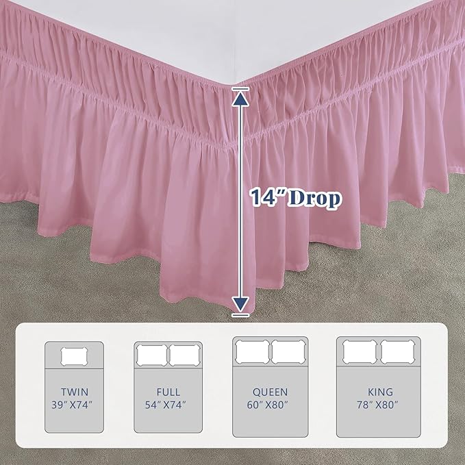 Full Bed Skirt, Elastic Wrap Around Bed Skirt Full Size, Bed Skirts - Image 2