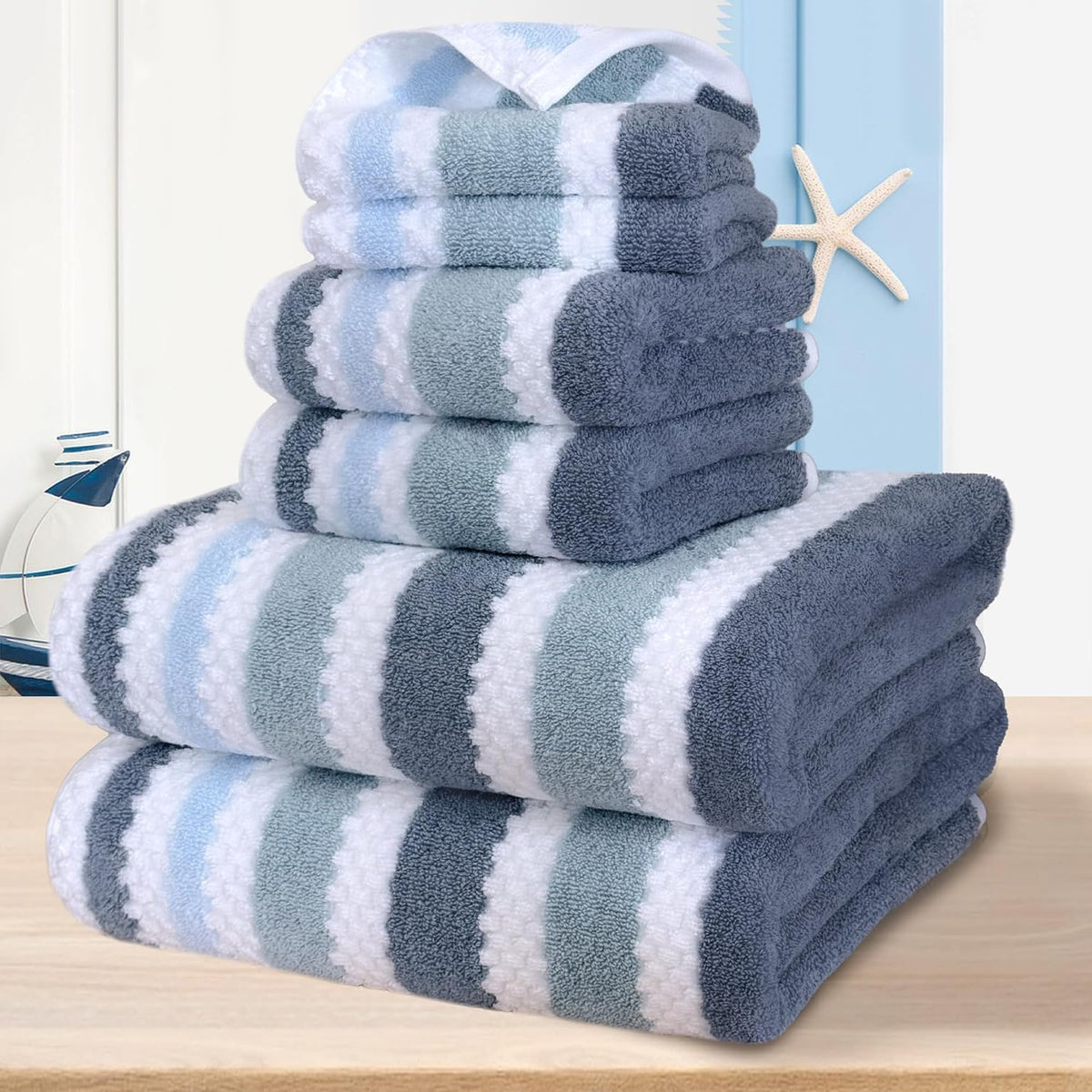 voova & movas stripe towels, cotton blend, ultra, main product view