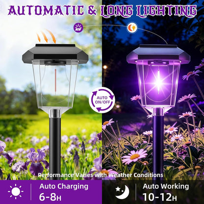 16Pack Purple Solar Halloween Lights outdoor, Pathway Halloween Decorations