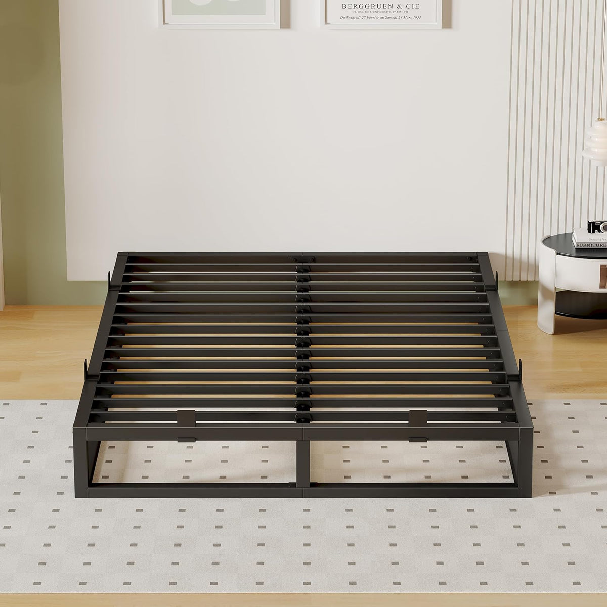 kind bed frame 6 inch,metal platform bedframe upgrade shown in use