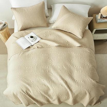 akkialla king quilt bedding set,beige ultrasonic king/cal king, close-up detail