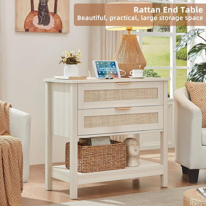 leyaoyao 31.5" wide rattan night stand set 2, side view