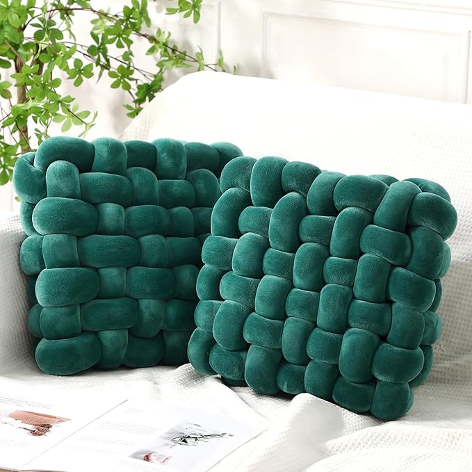 Wenqik 2 Pcs Knot Pillows Square Knotted Plush Throws Soft Accent Pillows by Wenqik