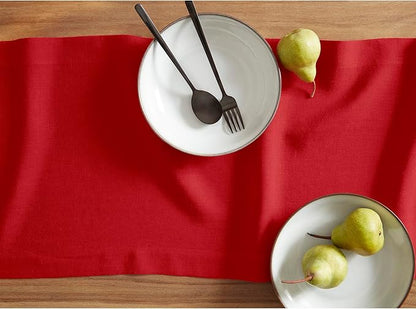 Solino Home 100% Pure Linen Red Table Runner 36 Inches - Image 3
