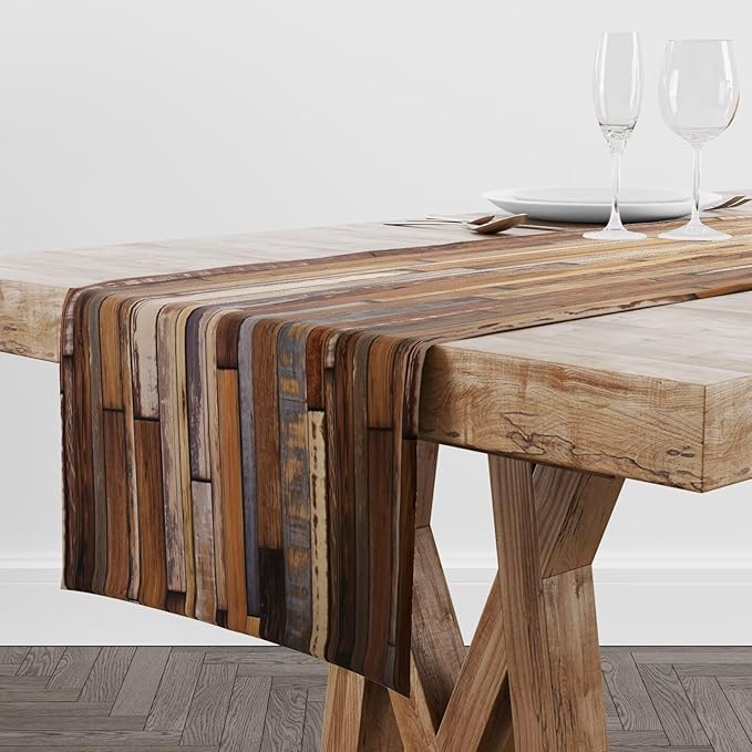 Rustic Barn Door Table Runner Colorful Farmhouse Wooden Multicolor Western Wood - Image 2