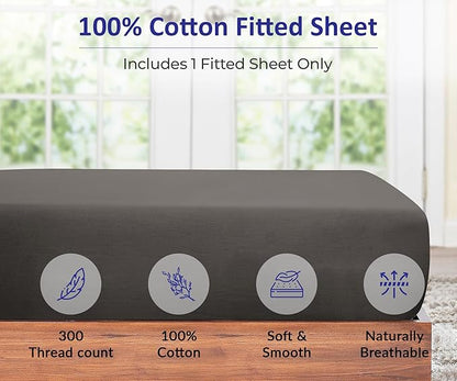 ROYALE LINENS 300 Thread Count 100% Long Staple Combed Cotton Fitted Sheet Full - Image 3