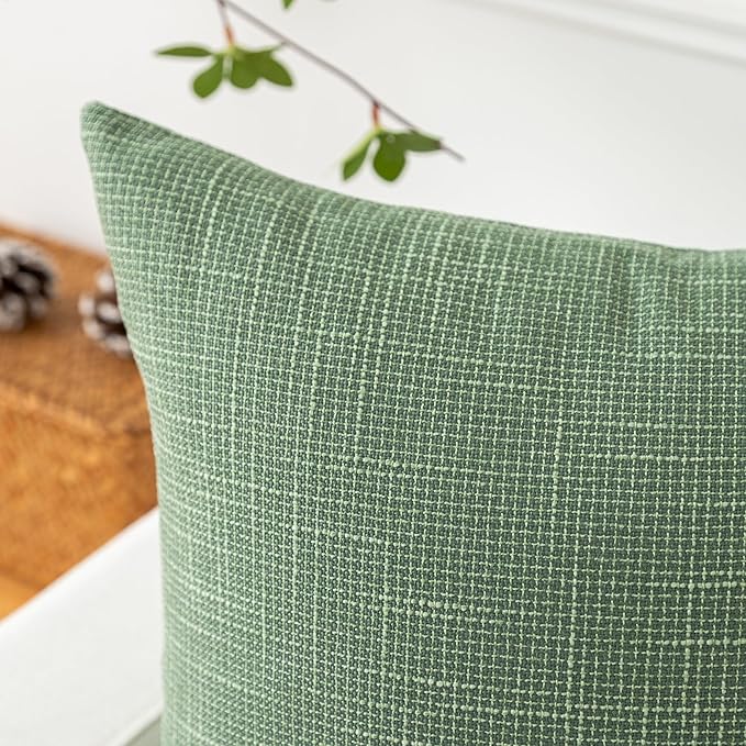 Kevin Textile Set of 2 Sage Green Pillow Covers 16 x 16 Inch Spring Farmhouse - Image 2